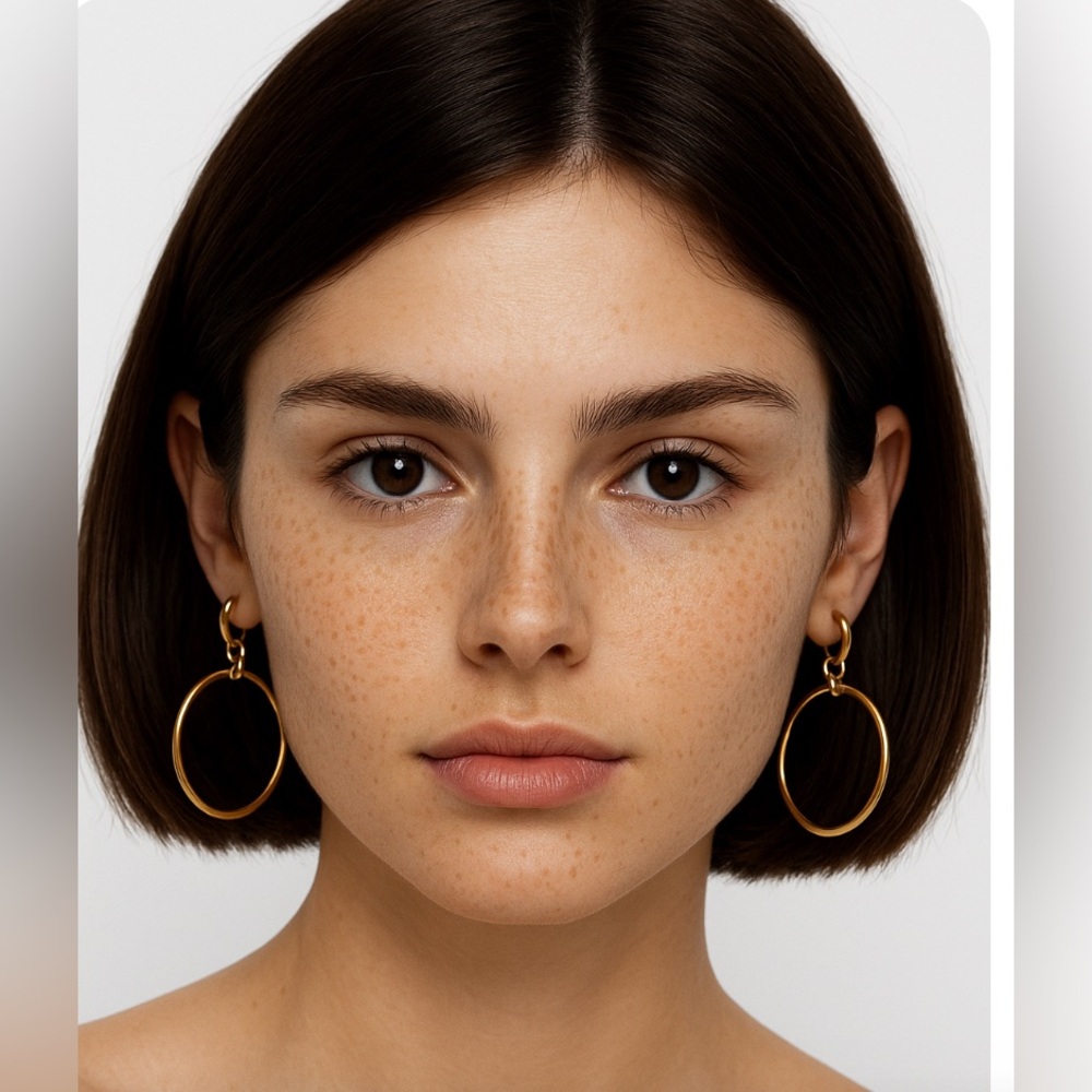 Gold Hoop Chain Drop Earrings